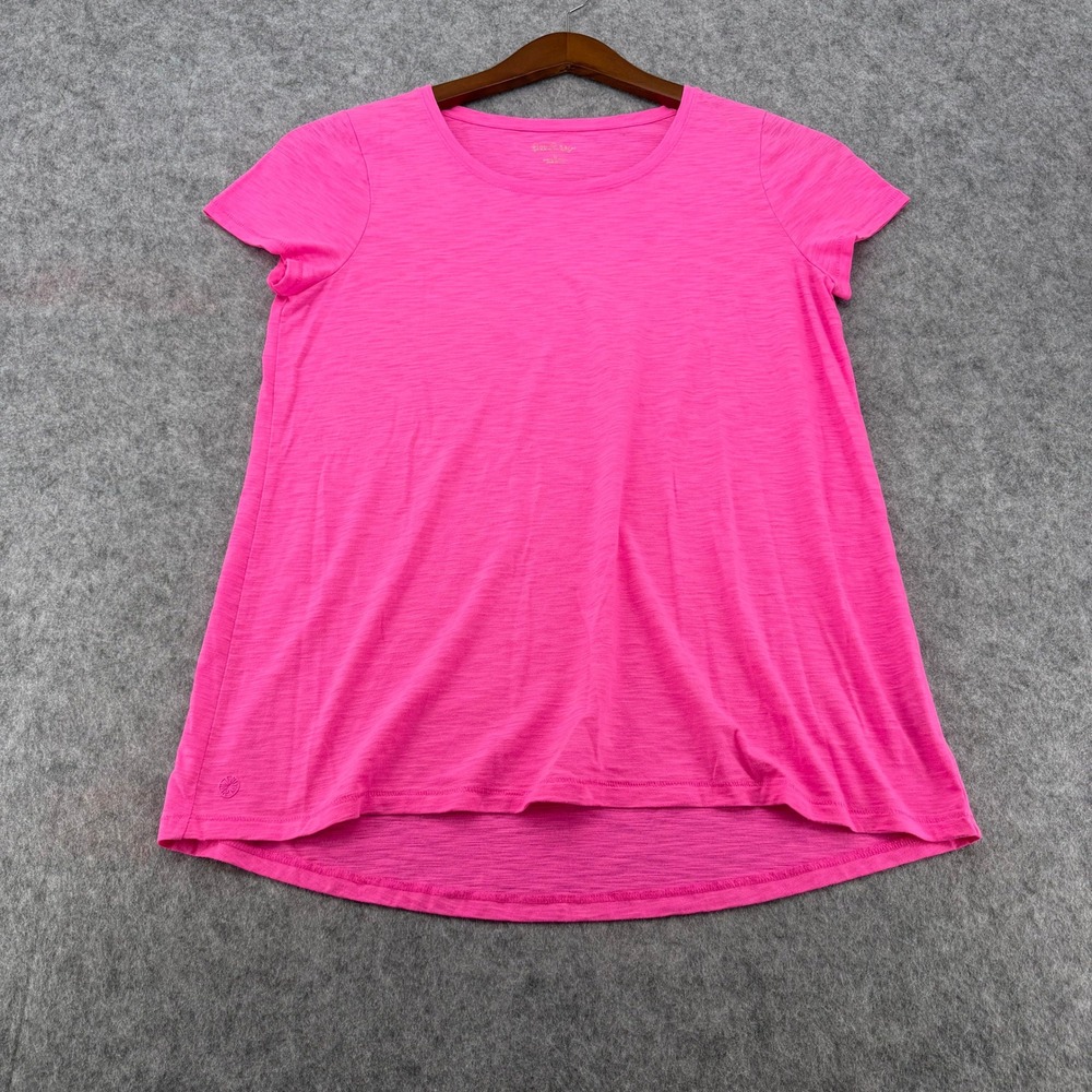 Lilly Pulitzer Womens Pink Slub Knit Short Sleeve High Low T-Shirt Size L